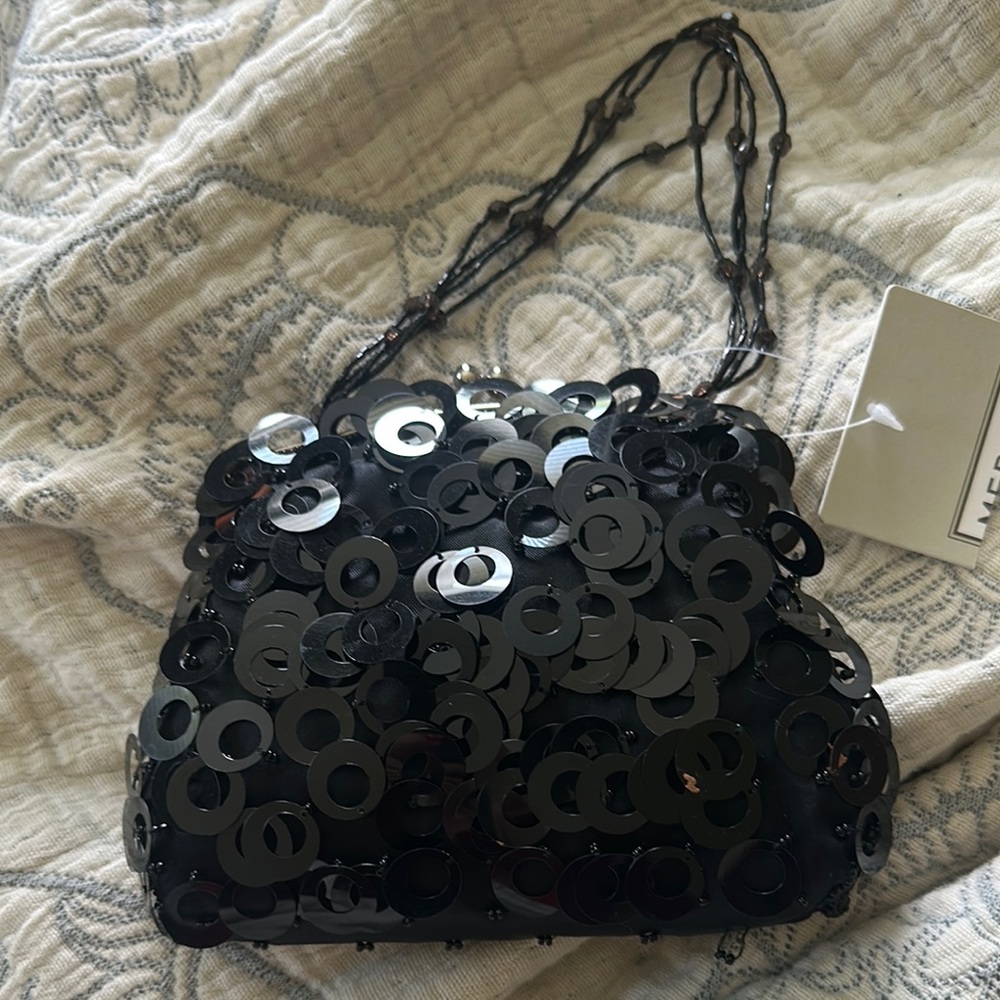 Merona Black Sequin Wristlet Clutch for Formal Occasions